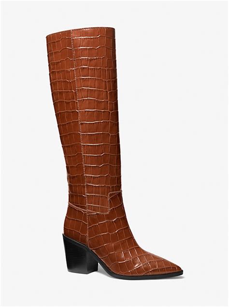 michael michael kors julianna leather croc-embossed ankle boots nordstrom|Loni Crocodile Embossed Leather Boot .